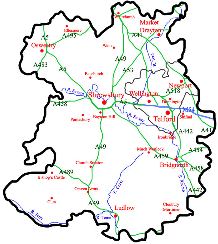 Our Shropshire Location Map